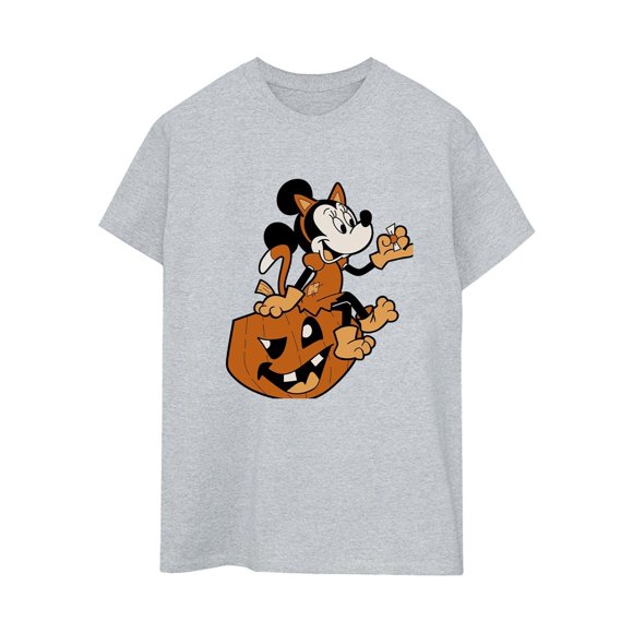 Mickey Mouse Womens Minnie Mouse Cat Cotton Boyfriend Halloween T-Shirt