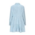 thumbnail image 5 of Aueoeo Plus Size Fall Dresses,Womens Summer/Fall Striped Cardigans Dress Long Sleeve Button-Down Flowy Dresses Tired Runched Midi Dress Blue, 5 of 6