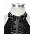 thumbnail image 6 of IEFIEL Womens Lyrical Dance Dress Shiny Rhinestone Backless Leotard Figure Skating Performance Costume Black XL, 6 of 7