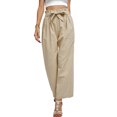 thumbnail image 2 of Sunloudy Pantalones casuales de pierna ancha para mujer, pantalones sueltos de longitud completa de cintura media atados de color sólido para damas, S / M / L / XL / XXL Sunloudy  S M L XL XXL, 2 of 8