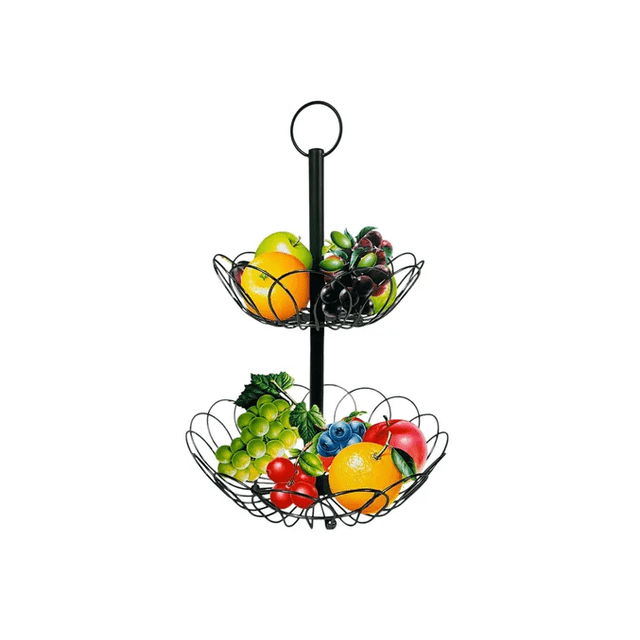 Frutero Canasta Organizador 2 Niveles Metalico Cocina Hogar Xtellar Negro