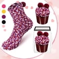 thumbnail image 2 of KYGABAK 4 Pairs Christmas Fuzzy Cupcake Socks for Women Girl Fluffy Slipper Socks DIY Gift Boxes for Winter Valentines-Style C, 2 of 12