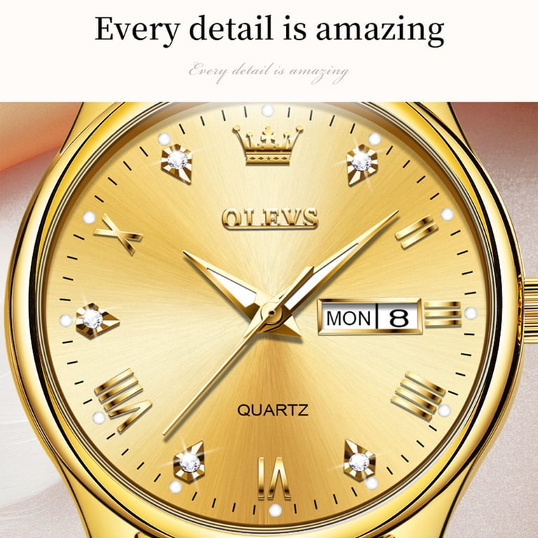 OLEVS Women's Gold Stainless Steel Watch with Dual Calendar photo 7