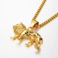thumbnail image 3 of 14K Yellow Gold Lion Necklace for Women/Men,Golden Color Lions Head Pendant Animal Jewelry,Africa Lion Ethiopian Best Gift D134, 3 of 7