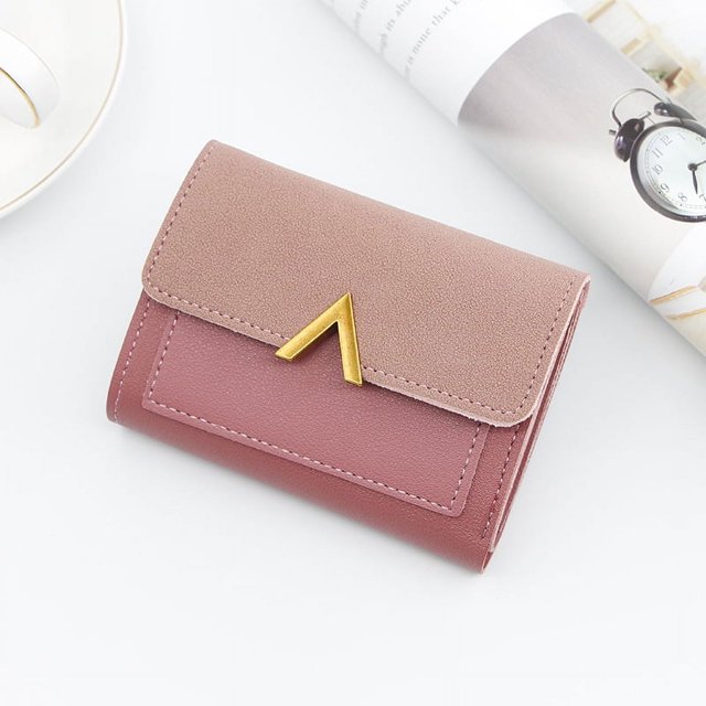 Cartera pequeña estilo coreano para mujer, tarjetero corto, billetera triple, tarjetero para mujer, minitarjetero