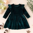 thumbnail image 4 of LEEYNEER Toddler Baby Girls Velvet Dress Ruffle Long Sleeve A-line Casual Princess Party Dresses Playwear Fall Winter, 4 of 5