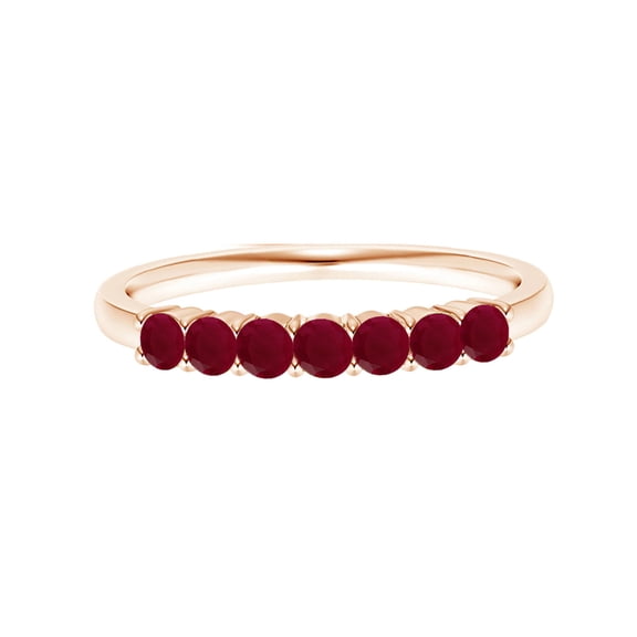 Round 0.35 Ctw Ruby 925 Sterling Silver Eternity Band Women Stacking Ring