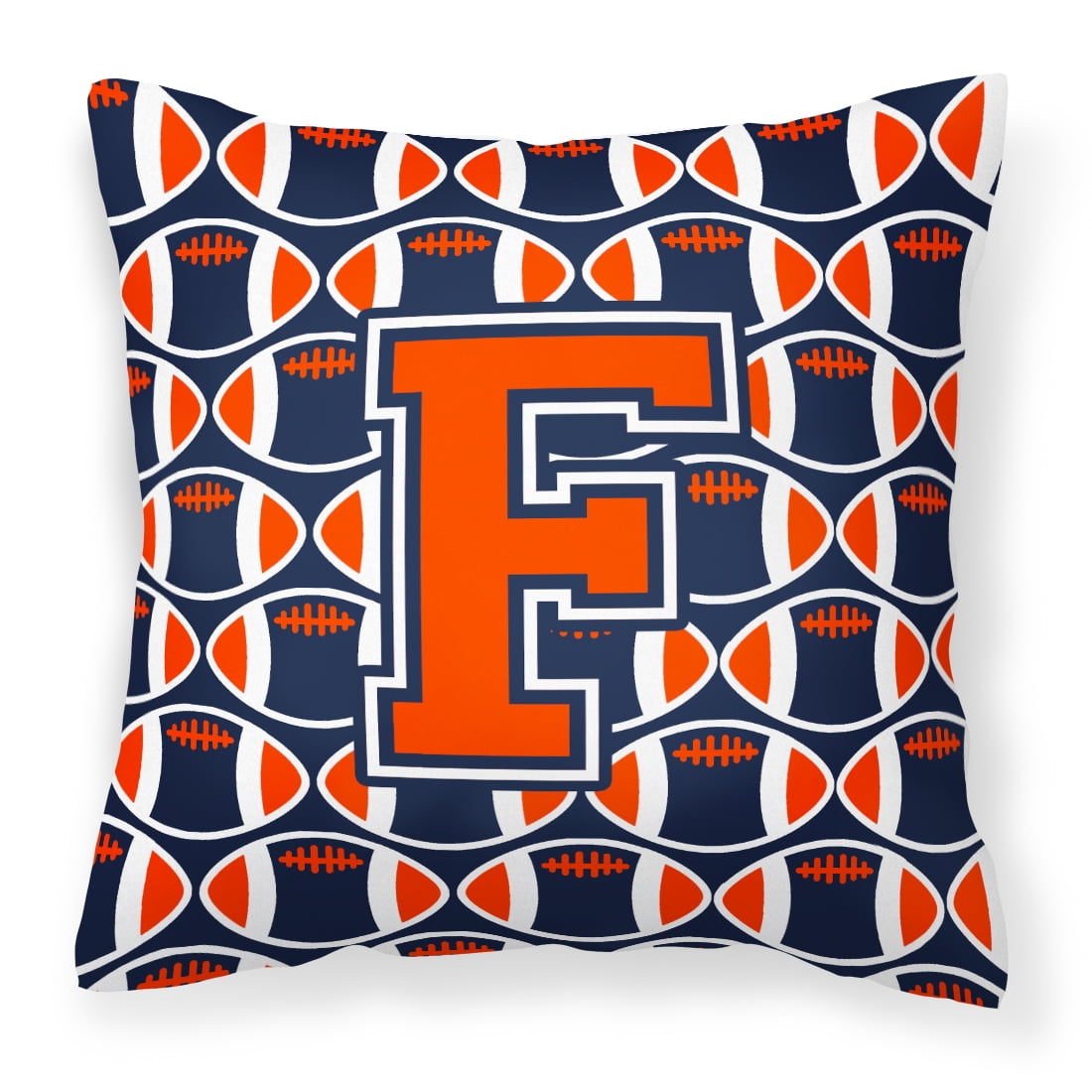 Letter F Football Orange, Blue and white Fabric Decorative Pillow ...