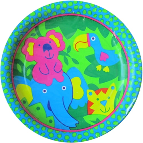 Jungle Animals 'Bright Safari' Small Paper Plates (8ct)