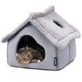 thumbnail image 1 of Cama tipo cueva para gatos PELZIN de Cat House con espuma de apoyo y tapete lavable, 1 of 9