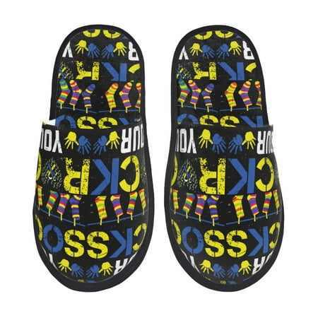 Balery Rock Your Socks Slient Indoor Furry Fleece Comfort House Shoes Soft Non-Slip Home Shoes Cotton slippers House Slippers-- Medium
