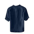 thumbnail image 5 of FRSASU Mens Linen Shirts Casual Cotton 3/4 Sleeve Regular-Fit Henley T-Shirt Summer Lightweight Beach Yoga Tops Navy, 5 of 6