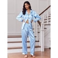thumbnail image 2 of Ekouaer 2 Pack Satin Pajamas Set for Women Classic Button Down Silk Pjs Set Soft Sleepwear, 2 of 6