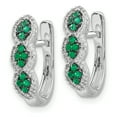 thumbnail image 2 of 14k White Gold Diamond and Emerald Hinged Earrings 14k White Gold Earrings, 2 of 3