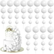 48 Pcs Balls Cake Topper Decorations Balloon Cupcake Toppers Foam Cake Topper Balls Cake Balls Decorations for Birthday Party Wedding Anniversary Cake Decorating
