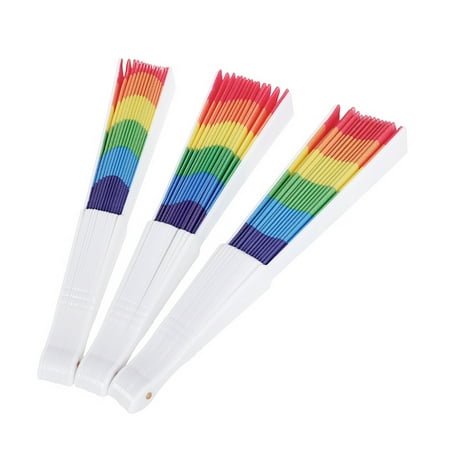 

Hemoton 3pcs Rainbow Folding Fan Handheld Fan Stage Performance Fan Dancing Hand Fan for Women Girls