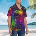 thumbnail image 2 of Lsque Bright Universe pattern Hawaiian Shirt for Men, Unisex Summer Beach Casual Short Sleeve Button Down Shirts-X-Large, 2 of 9