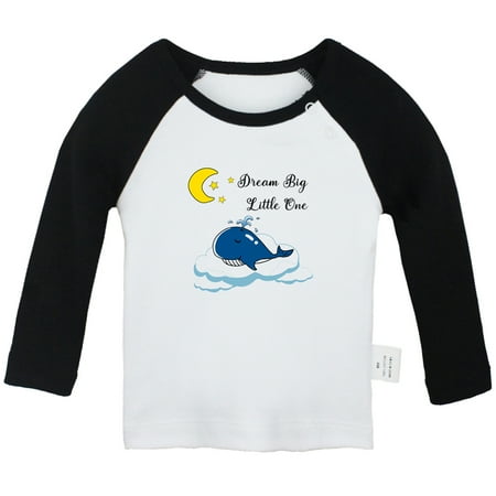 

iDzn Dream Big Little One Funny T shirt For Baby Newborn Babies T-shirts Infant Tops 0-24M Kids Graphic Tees Clothing (Long Black Raglan T-shirt 0-6 Months)