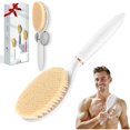 thumbnail image 1 of wonima11 New Body Scrubber for Wet or Dry Brushing, Anti-Slip Corn-Handle Shower Brush with Large Dual-Side Head & Soft Bristles, Easy-to-use Bath Brushes for Lathering Cleansing(White-S), 1 of 1