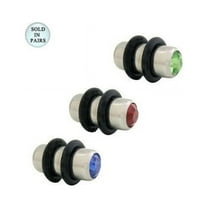 Double Jeweled Surgical Steel Ear Plugs 4 Gauge - 3 Colors Available