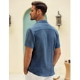 thumbnail image 5 of COOFANDY Mens Button Down Short Sleeve Shirt Casual Shirts Summer Beach Textured Shirts with Pocket, 5 of 6