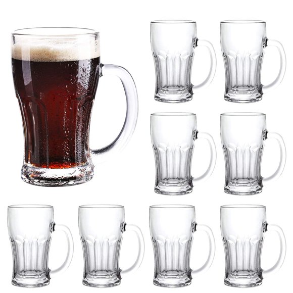 QAPPDA Beer Mugs Set,Glass Mugs With Handle 18oz,Large Beer Glasses For Freezer,Beer Cups Drinking Glasses 520ml,Pub Drinking Mugs Stein Water Cups For Bar,Alcohol,Beverages Set of 8