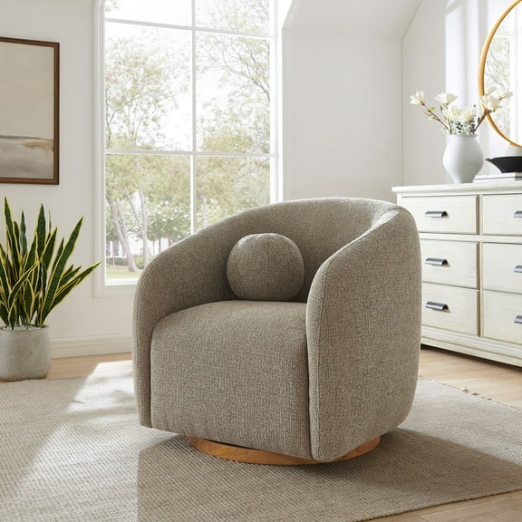 Modway Holland Swivel Chenille Fabric Armchair in Taupe by Modway