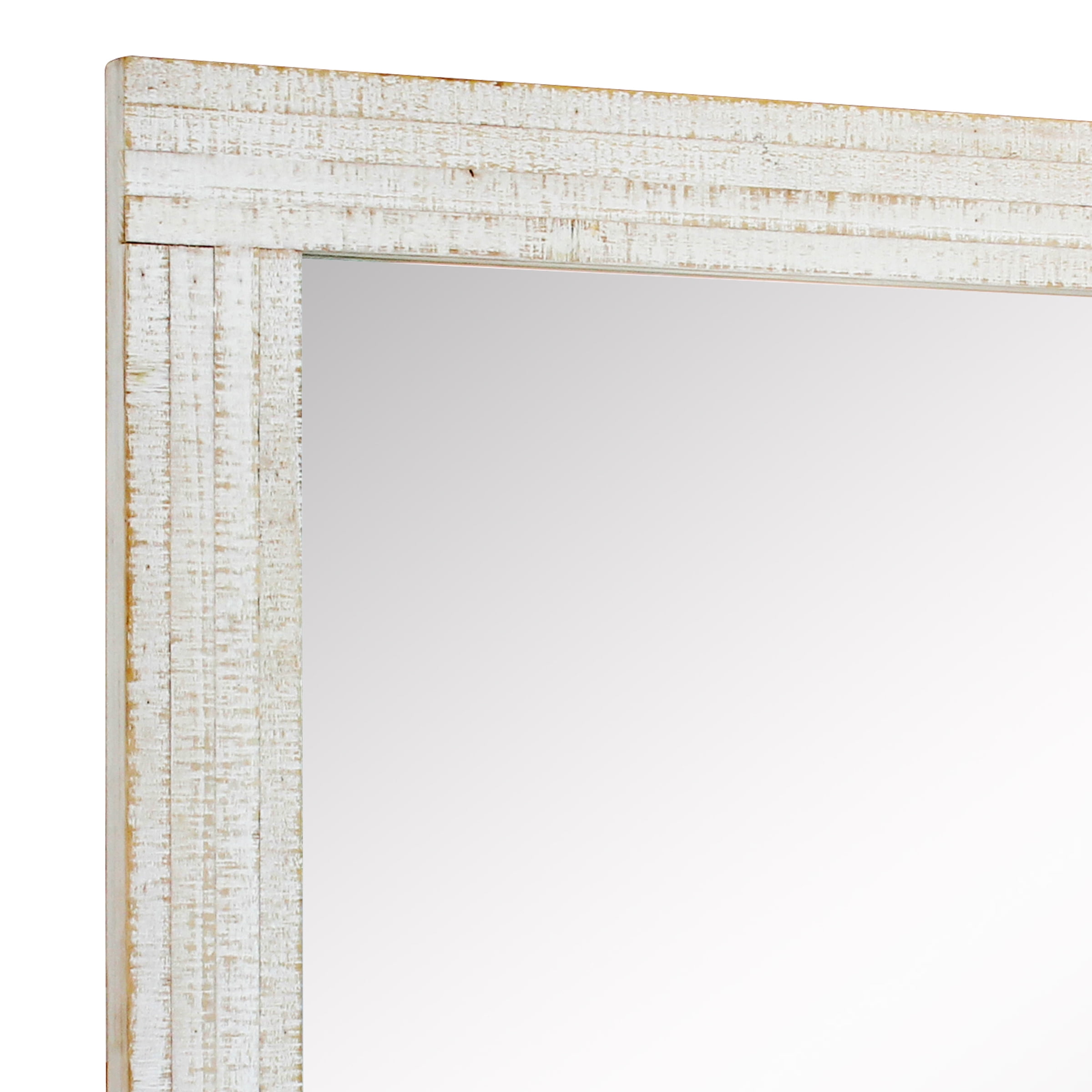 Stonebriar 24" x 18" Off-White Country Rustic Rectangle Natural Wood Wall Mirror