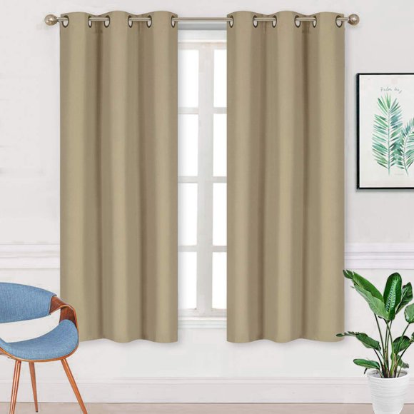 Better Home Style 2 Piece Solid Color 100% Blackout Room Darkening 2 Panels Window Treatment Curtain Insulated Drapes for Any Window with Grommets M3763 (Taupe, 2 Panels 36" W X 63" L Each)