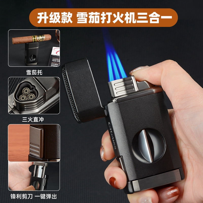 cigar lighter cigar lighter high-end three-in-one cigar special lighter cigar windproof lighter