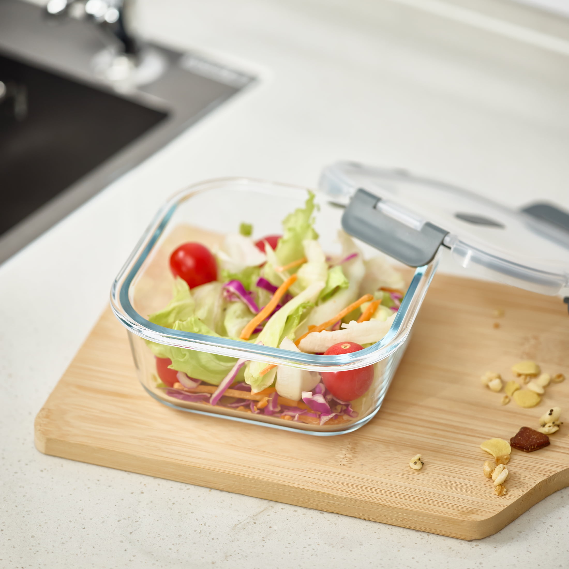 Mainstays Square Glass Food Storage Container 750ml