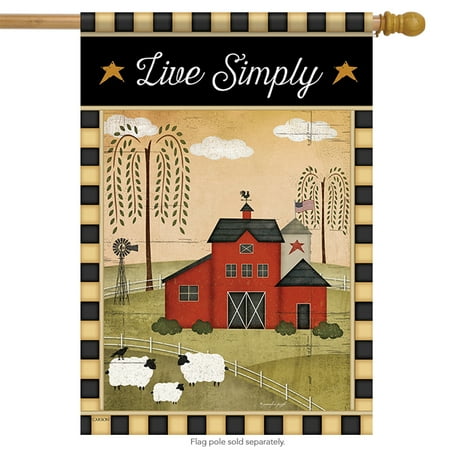 Country Living Primitive House Flag Live Simply Patriotic Double