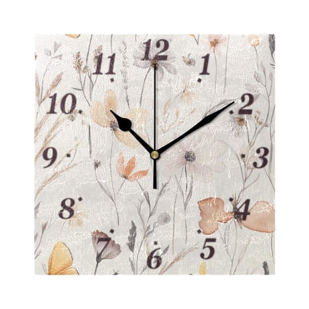 7.78in Elegant Silk Flowers Square Wall and Table Clock Dual Use Vintage Design in Black or Gold