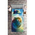 thumbnail image 2 of Ambesonne Space Quilted Coverlet 2 Pcs, Cosmos Vibrant Scenery, Twin Size, Blue Violet, 2 of 2