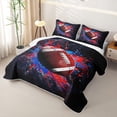 thumbnail image 3 of Erosebridal Cartoon Football Twin Quilt Set, Red Blue Splatter Twin Coverlet Set for Boys and Girls, 2-Piece, 3 of 7