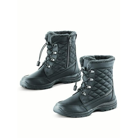 - Totes Quilted and Faux Fur Lined Waterproof Winter Boot with Thermal Insulated Footbed - Snow Gear Essentials, 7, Black