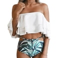 thumbnail image 1 of Traje de baño de cintura alta de dos piezas, volante, conjunto de bikini, control de barriga, hombros descubiertos, volantes, trajes de baño para mujer Xemadio HMHZ321-4, 1 of 5