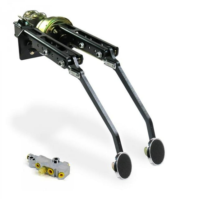 Universal Adjustable Firewall 7 in. Dual Brake Pedal Kit Disc & Disc 3 in. Chrome Pad