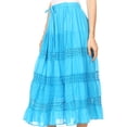thumbnail image 3 of Sakkas Geneva Cotton Eyelet Skirt with Elastic Waistband - Turq - One Size Regular, 3 of 4