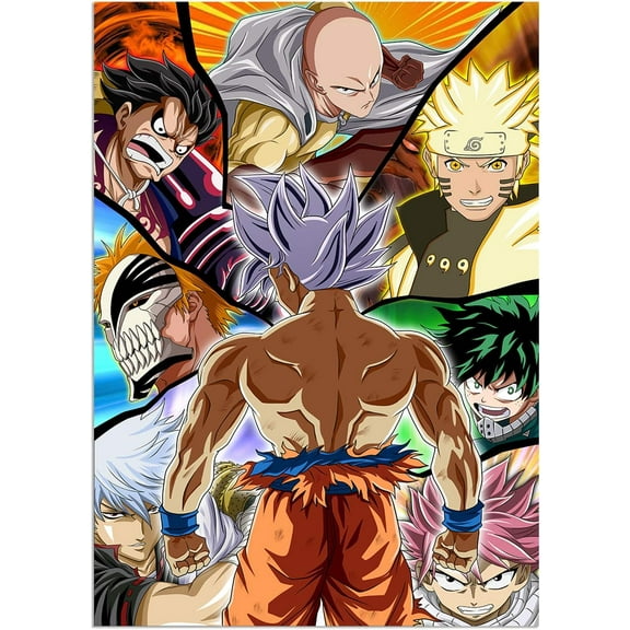 Japanese Anime Canvas Wall Poster Luffy MHA Print on Canvas Painting Wall Art for Living Room Decor Boy Gift 12x16 inch Unframed