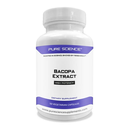 Pure Science Bacopa Monnieri Extract 600mg (S.E. 50% Bacosides 320mg & Bacopa Monnieri Powder 280mg) - Improves Memory and Attention, Promotes Relaxation - Non Gluten - 50 Vegetarian