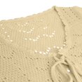 thumbnail image 4 of GILIGEGE Women Crochet Shrug Knit Sweater,Spring Summer Beach Short Sleeve Shrug Cropped Boho Lightweight Sweater,Cover Up Tie Front Tops For Evening Dresses Casual Eyelet Shawl Thin Formal Beige L, 4 of 5
