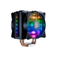 thumbnail image 3 of Cooler Master MasterAir MA410M Addressable RGB CPU Air Cooler w/ Independently LEDs, 4 Continuous Direct Contact 2.0 Heatpipes, Aluminum Fins, Push-Pull, Dual MF120R 120mm Fans, AMD Ryzen/Intel1151, 3 of 11