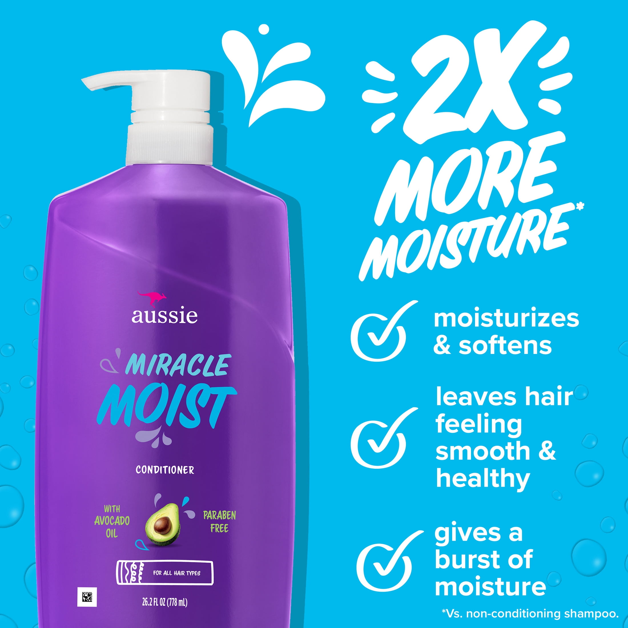 (4 pack) Aussie Miracle Moist Shampoo and Conditioner Dual Pack Hair Set, 26.2 fl oz