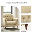 thumbnail image 2 of Transitional Genuine Leather Armchairs set of 2 with Nailhead Trims and Tufted Back, BEIGE, 2 of 7