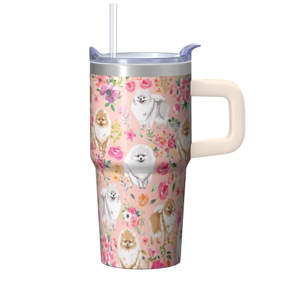 20OZ Cute Dog Hot Drink Tumbler with Handle Insulated Stainless Steel Cup Thoughtful Dog Lover Gifts Unique Birthday Christmas Presents for Women Men Lightweight and Long Lasting