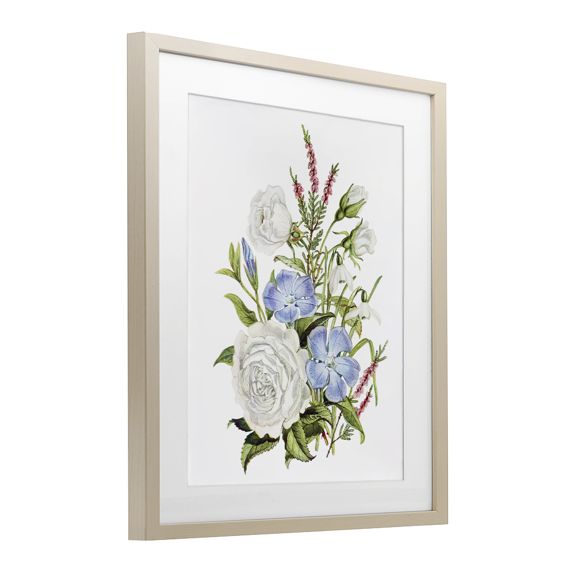 Bountiful Floral Bouquet Birch Framed Print Under Glass, design by Lettered and Lined
