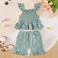 thumbnail image 2 of kpoplk Toddler Girl Clothes, 2Pcs Baby Girl Summer Outfits Sleeveless Bow Knot Tank Shirts Tops + Shorts Clothing Sets 1-5T Size 18-24 Months,Green, 2 of 4