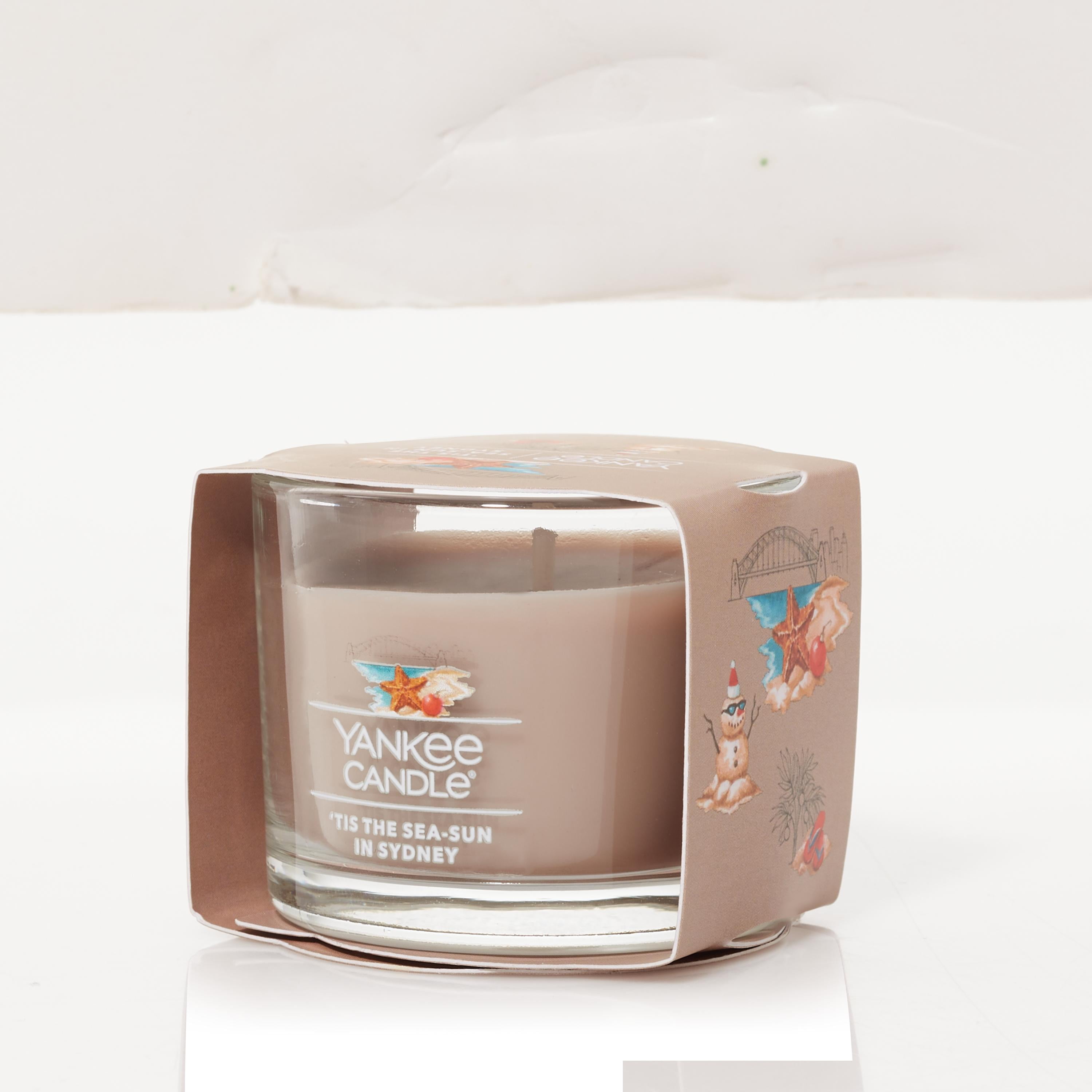 Yankee Candle Signature Votive Mini Candle Jar, Tis the Sea-Sun in Sydney Scent, Natural Soy Wax Blend Candle with Natural Fiber Wick, 1.3 oz Glass Jar (Pack of 6)