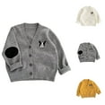 thumbnail image 3 of Fdrone Toddler Baby V-Neck Knit Cardigan Sweater with Cute Dog Embroidery Solid Color Loose Sweater Button Closed Casual Fall Winter Cardigan for Boys Girls, 3 of 8